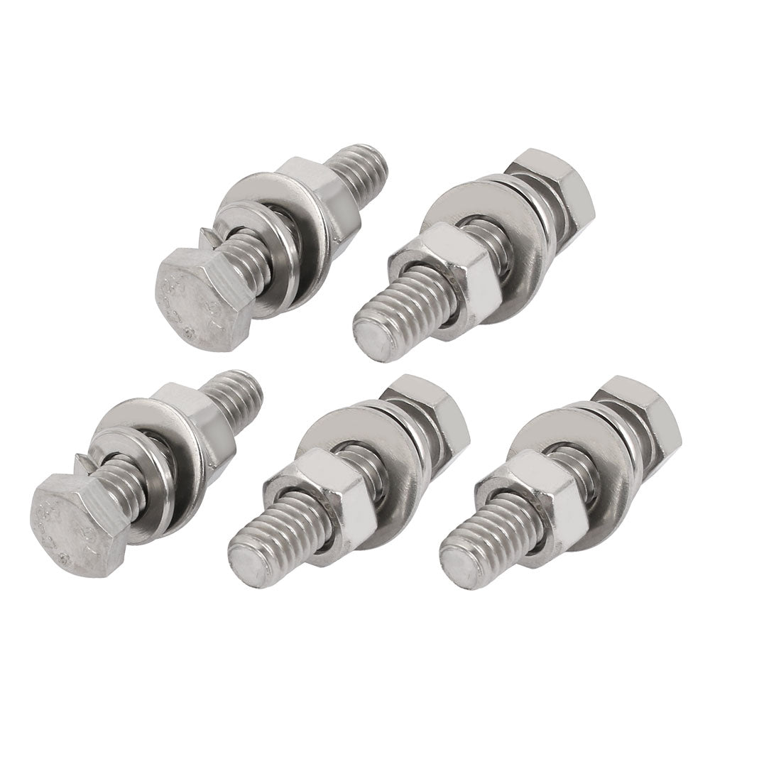 uxcell Uxcell 5Set 304 Stainless Steel 5/16"-18 Thread 1-1/2" Length Hex Bolt Kit w Washer Nut