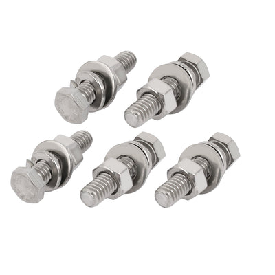 Harfington Uxcell 5Set 304 Stainless Steel 5/16"-18 Thread 1-1/2" Length Hex Bolt Kit w Washer Nut
