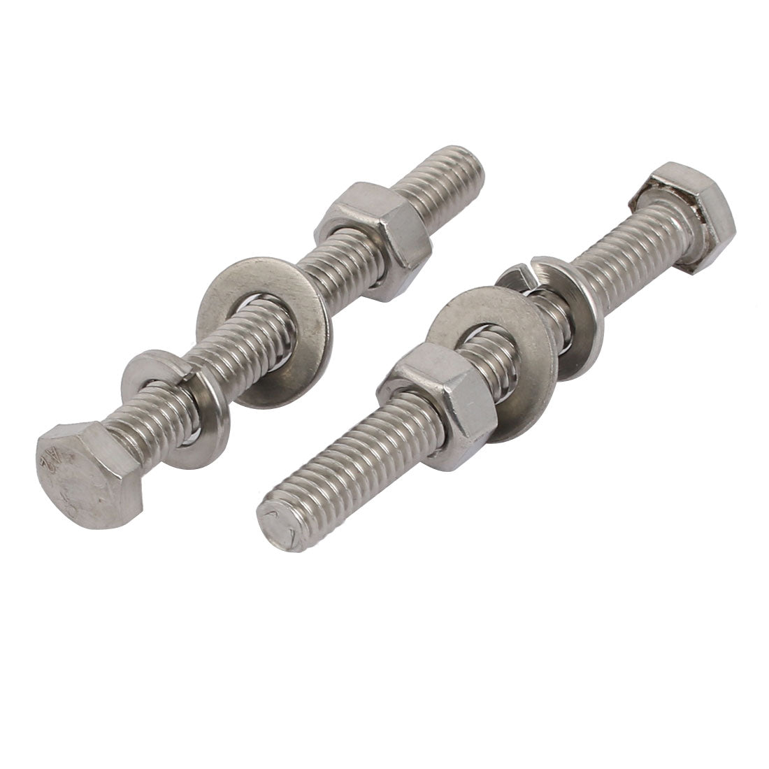 uxcell Uxcell 2Set 304 Stainless Steel 5/16"-18 Thread 3" Length Hex Bolt Kit w Washer Nut