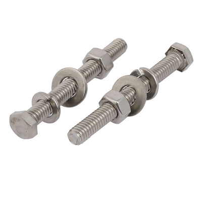 Harfington Uxcell 2Set 304 Stainless Steel 5/16"-18 Thread 3" Length Hex Bolt Kit w Washer Nut
