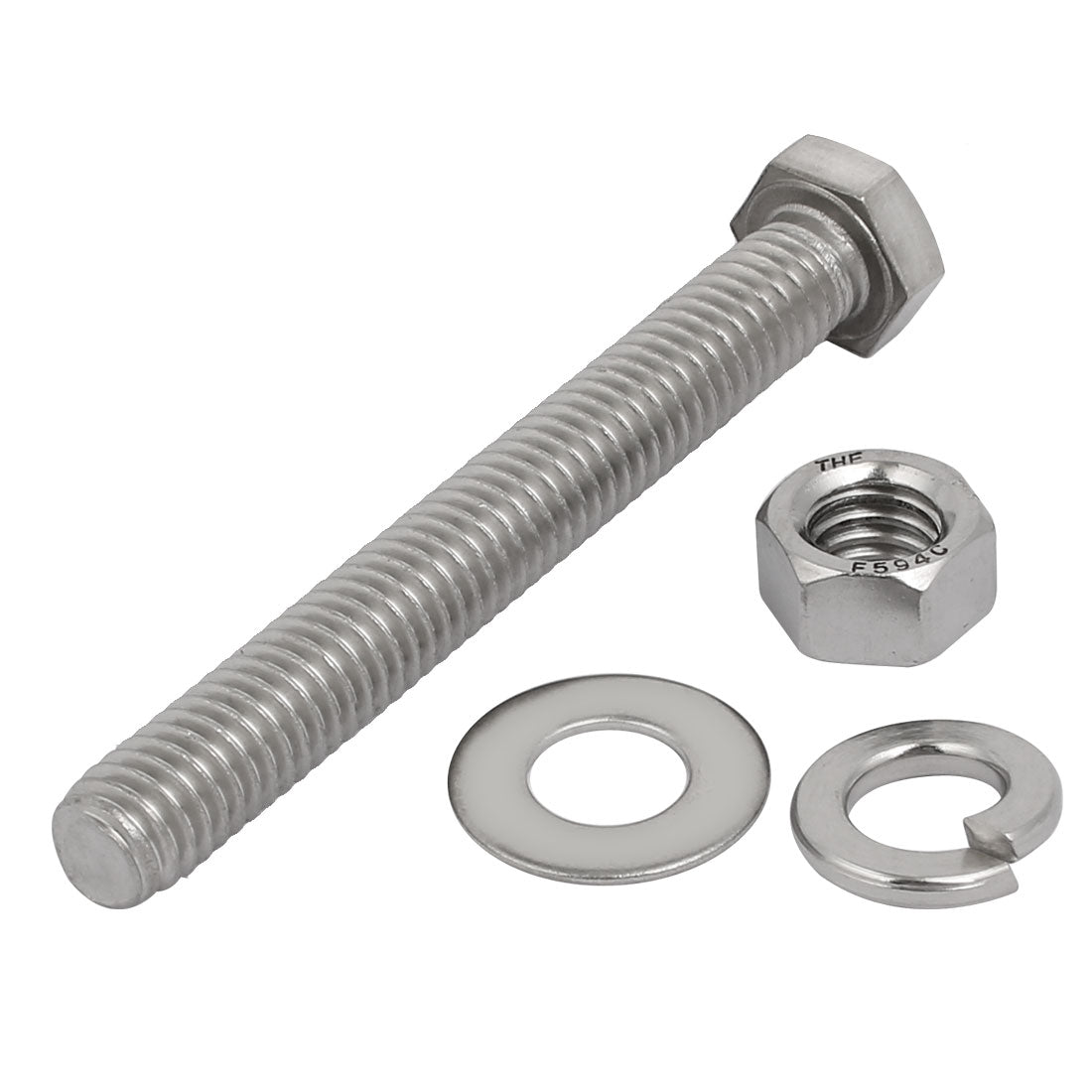 uxcell Uxcell 2Set 304 Stainless Steel 3/8"-16 Thread 3-1/2" Length Hex Bolt Kit w Washer Nut
