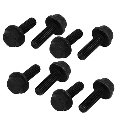 Harfington Uxcell 8pcs M6x20mm Fully Thread Carbon Steel Hex Non-Serrated Flange Bolts Screws