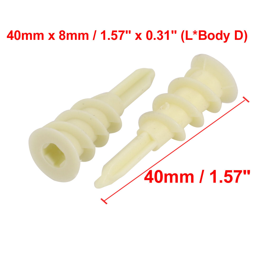 uxcell Uxcell 50Pcs 40mm x 8mm Self Drilling Drywall Plasterboard Anchor