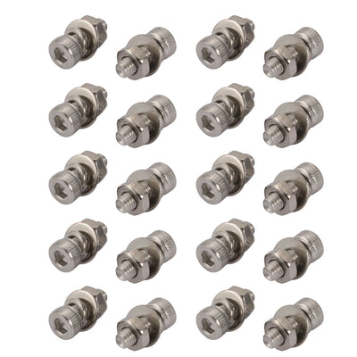 Harfington Uxcell 20pcs M3x8mm 304 Stainless Steel Knurled Hex Socket Head Bolts Nuts w Washers