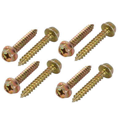 Harfington Uxcell 8Pcs M6x40mm Yellow Zinc Plated phillips Drive Serrated Flange Hex Head Self-Tapping Screws