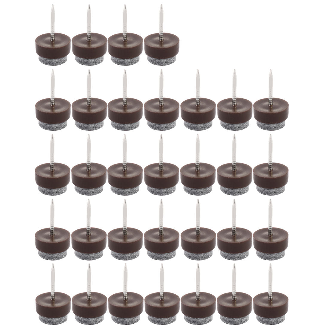 uxcell Uxcell Table Chair Furniture Feet Legs Floor Protector Guard Felt Pad Nails Dark Brown 13mm Diameter Pack of 32