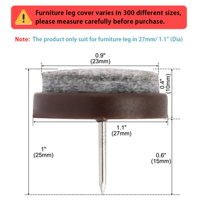 Harfington Uxcell Home Table Chair Furniture Feet Legs Floor Protector Anti-Sliding Felt Pad Nails Pack of 16