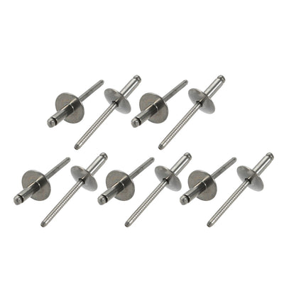Harfington Uxcell 10pcs 13mmx5mmx16mm 304 Stainless Steel Open End Large Flange Blind Rivets