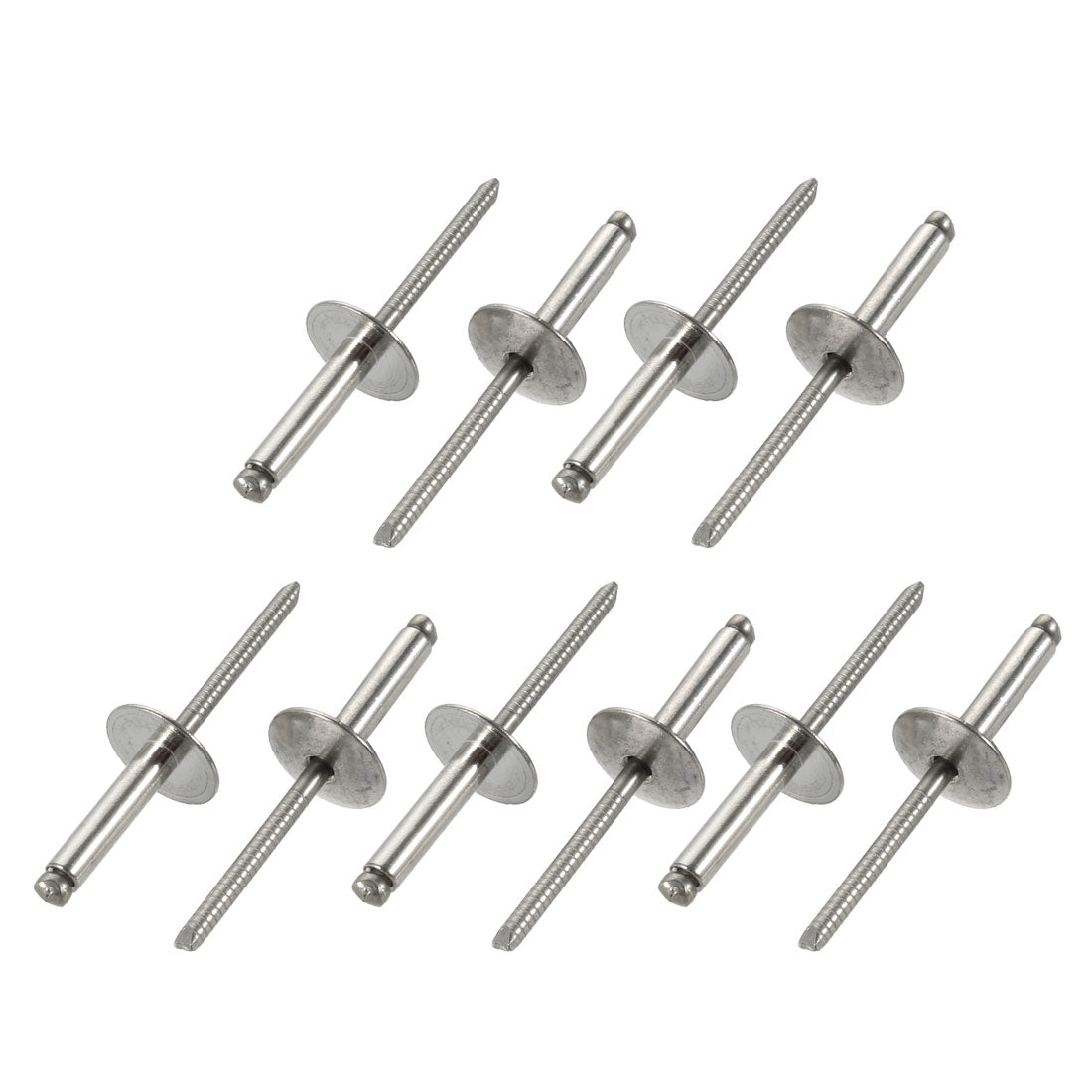 uxcell Uxcell 10pcs 20mmx5mmx16mm 304 Stainless Steel Open End Large Flange Blind Rivets