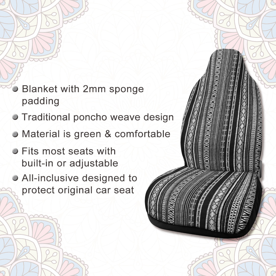 uxcell Uxcell 7pcs Multi-color Blanket Durable Baja Bucket Seat Cover Protector for Car