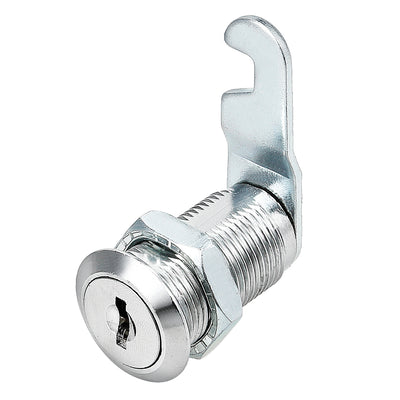Harfington Uxcell 1-1/8" Cylinder Zinc Alloy Chrome Plated Hooked Cam Lock w Key, Keyed Different