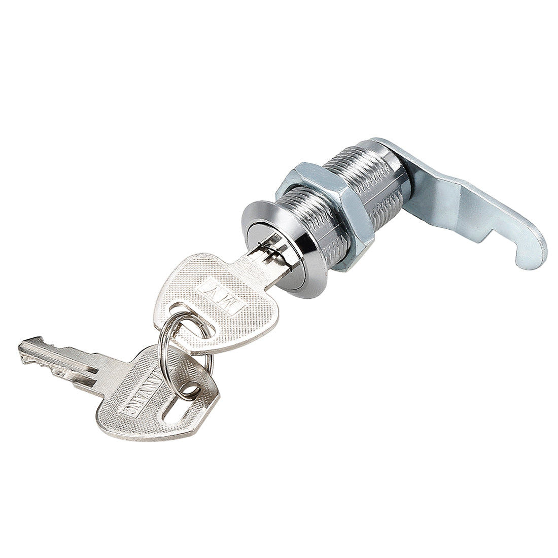uxcell Uxcell 1-1/8" Cylinder Zinc Alloy Chrome Plated Hooked Cam Lock w Key, Keyed Different