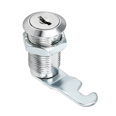 Harfington Uxcell 1-1/8" Cylinder Zinc Alloy Chrome Plated Hooked Cam Lock w Key, Keyed Different