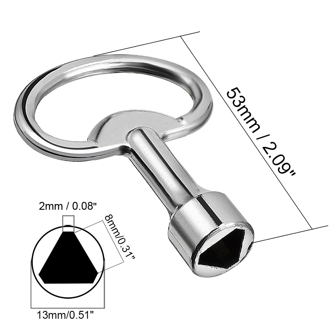 uxcell Uxcell 2pcs 53mm Length 13mmx8mmx2mm Zinc Alloy Triangle Electrical Cabinet Key