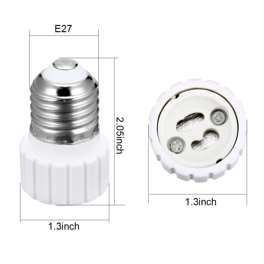 uxcell Uxcell 3pcs AC 250V 2A E27 to GU10 Socket Adapter PBT Lamp Bulb Holder 200 Degree Heat Resistant