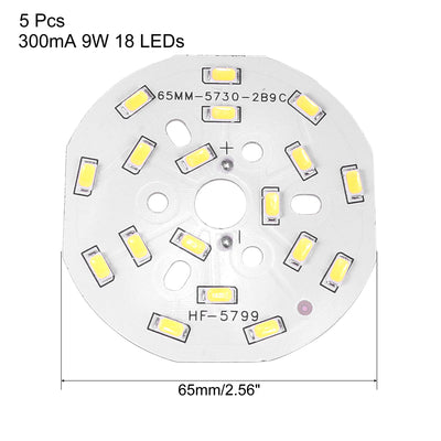 Harfington Uxcell 300mA 9W 18 LEDs 5730 Surface Mounted Devices LED Chip Module Aluminum Board Pure White Super Bright 65mm Dia 5pcs