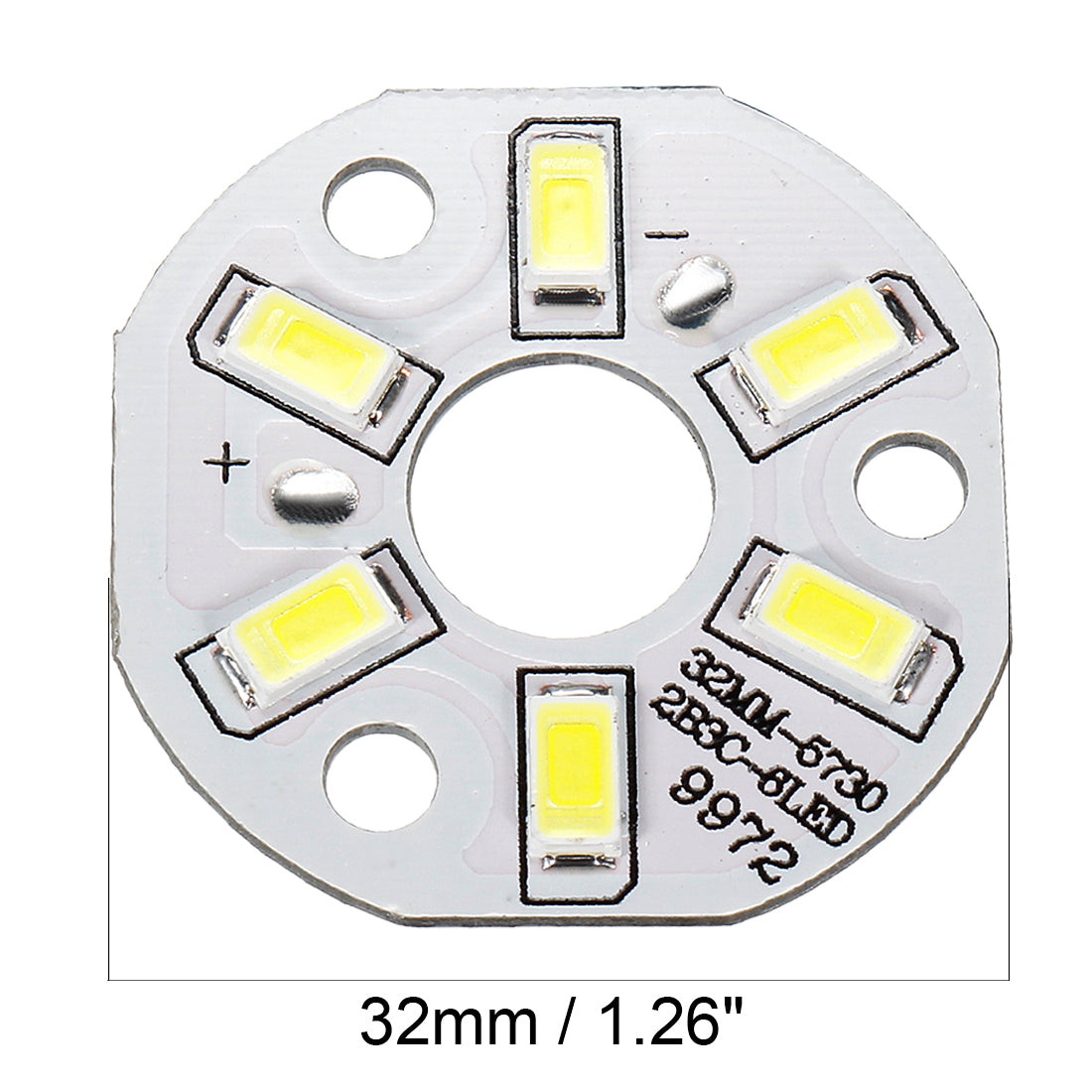 uxcell Uxcell 300mA 3W 6 LEDs 5730 Surface Mounted Devices LED Chip Module Aluminum Board Pure White Super Bright 32mm Dia 5pcs
