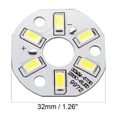 Harfington Uxcell 300mA 3W 6 LEDs 5730 Surface Mounted Devices LED Chip Module Aluminum Board Pure White Super Bright 32mm Dia 5pcs