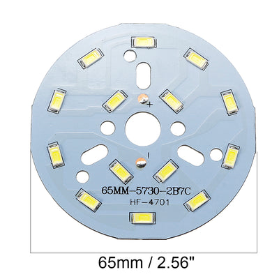 Harfington Uxcell 300mA 7W 14 LEDs 5730 Surface Mounted Devices LED Chip Module Aluminum Board Pure White Super Bright 65mm Dia