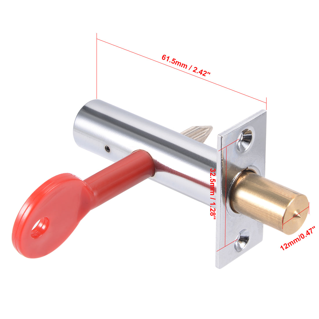 uxcell Uxcell 12mm Dia Brass Cylinder Core Cold Rolled Steel Hidden Tubewell Key Mortise Lock
