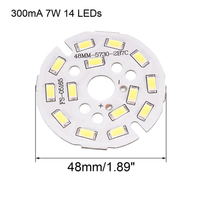 Harfington Uxcell 300mA 7W 14 LEDs 5730 Surface Mounted Devices LED Chip Module Aluminum Board Pure White Super Bright 48mm Dia 10pcs