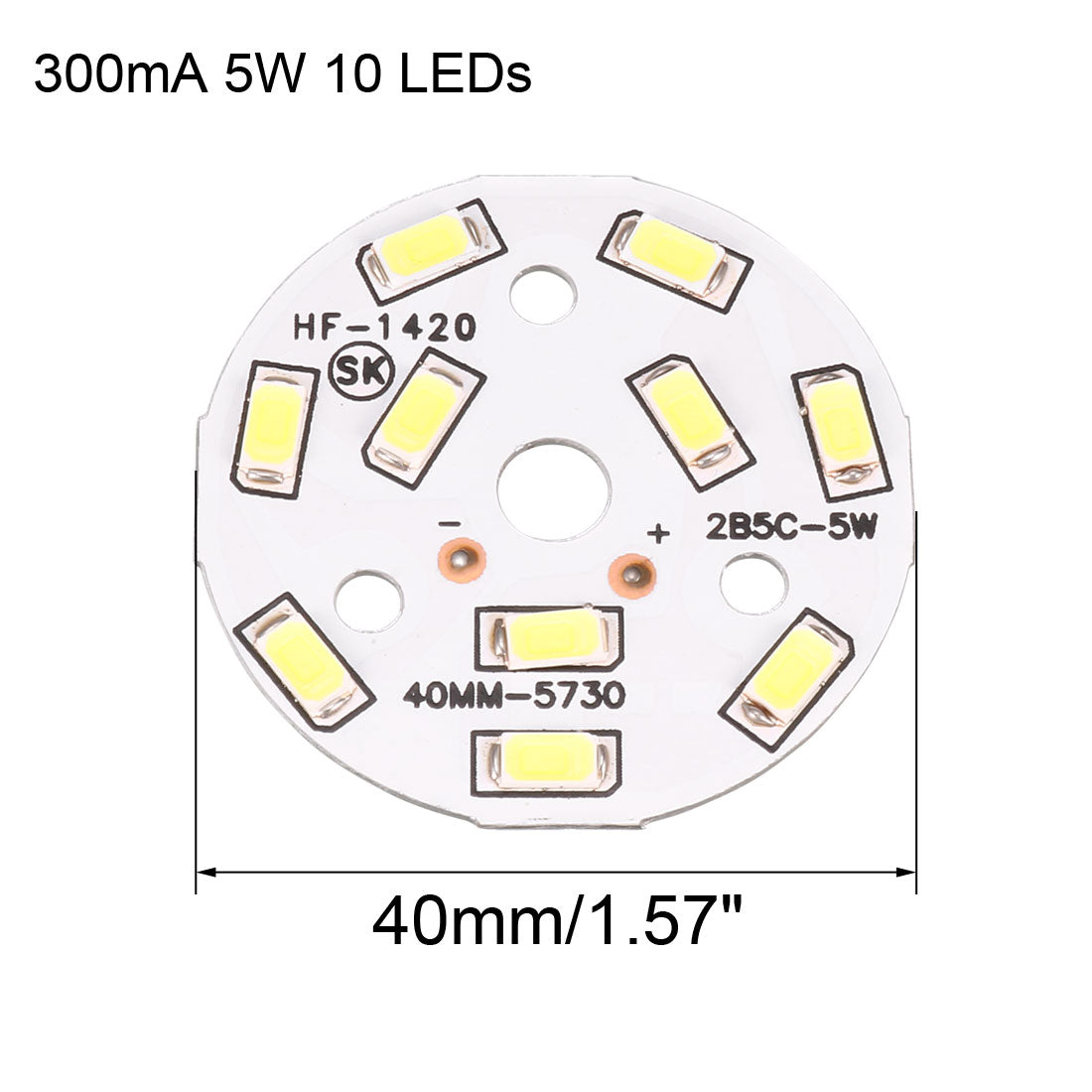 uxcell Uxcell 300mA 5W 10 LEDs 5730 Surface Mounted Devices LED Chip Module Aluminum Board Pure White Super Bright 40mm Dia 10pcs