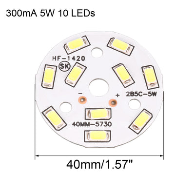 Harfington Uxcell 300mA 5W 10 LEDs 5730 Surface Mounted Devices LED Chip Module Aluminum Board Pure White Super Bright 40mm Dia 10pcs