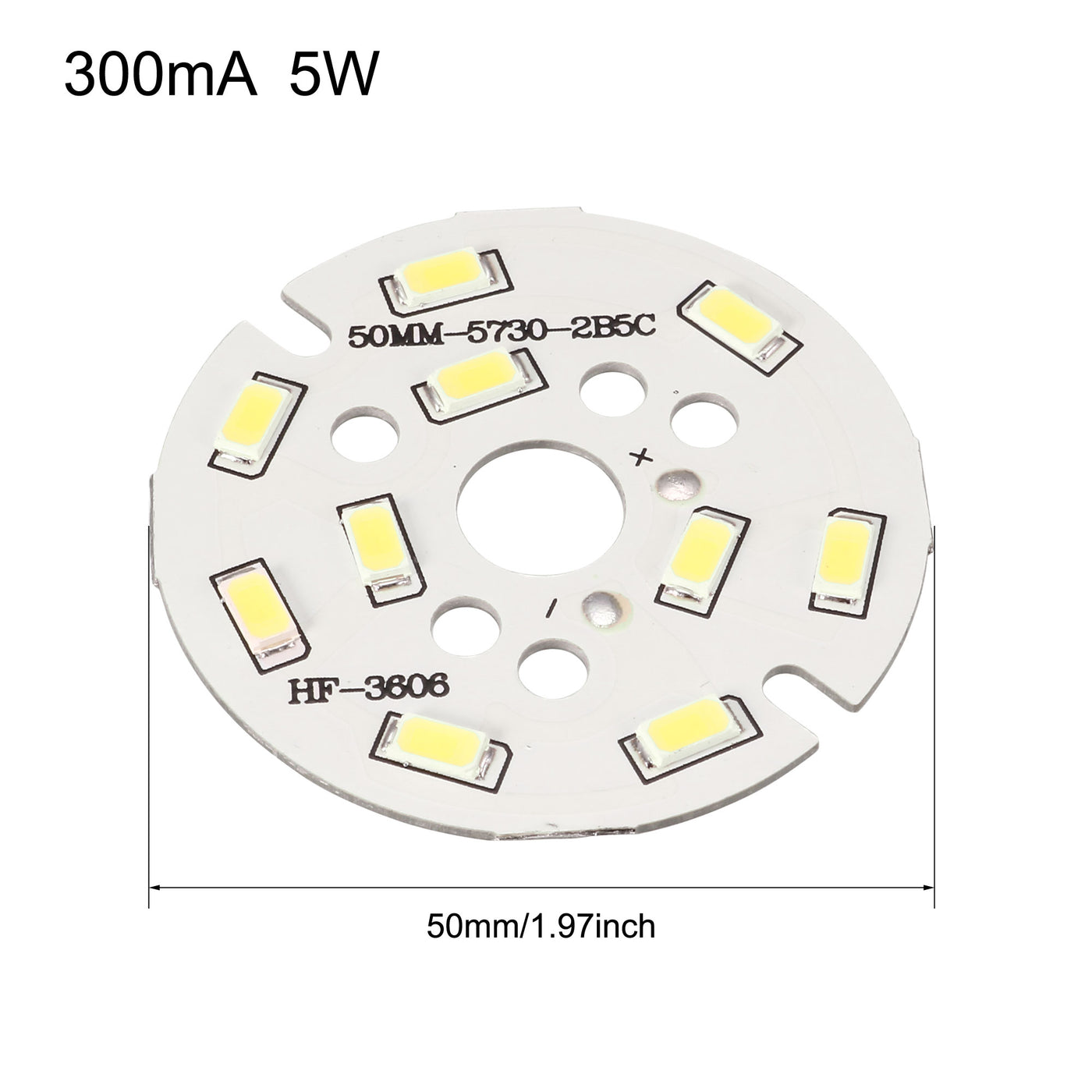 uxcell Uxcell 300mA 5W 10 LEDs 5730 Surface Mounted Devices LED Chip Module Aluminum Board Pure White Super Bright 50mm Dia 2pcs