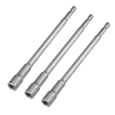 Harfington Uxcell 3 Pcs 1/4" Quick-Change Hex Shank 8mm Magnetic Nut Sockets Driver, 150mm Length