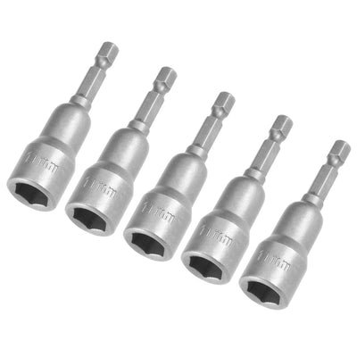 Harfington Uxcell 5Pcs 1/4" Quick Change Shank 8mm Non-Magnetic Nut Socket Driver Wrench 4" Length