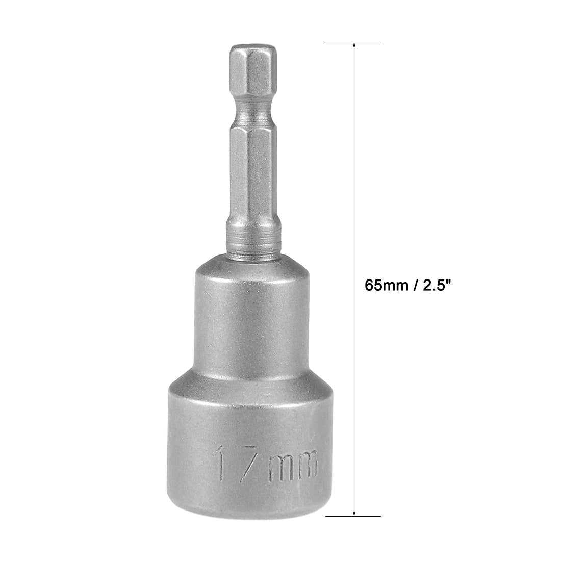 uxcell Uxcell 3Pcs 1/4" Quick Change Shank 17mm Non-Magnetic Nut Socket Driver, 2.5" Length