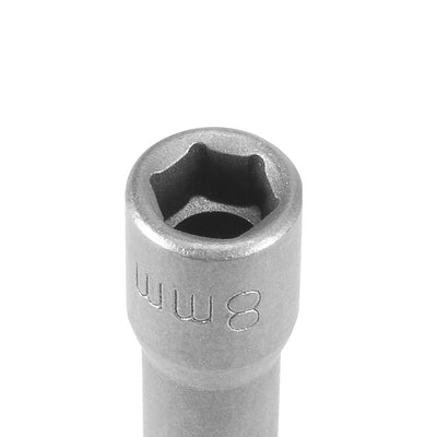 Harfington Uxcell 5Pcs 1/4" Quick Change Shank 8mm Non-Magnetic Nut Socket Driver Wrench 4" Length