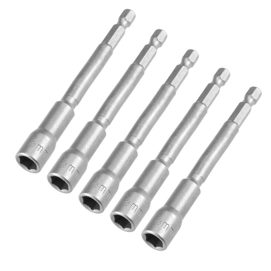 Uxcell Uxcell 5Pcs 1/4" Quick Change Shank 8mm Non-Magnetic Nut Socket Driver Wrench 4" Length