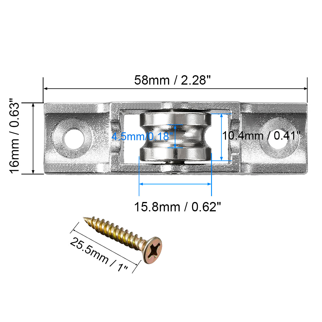 uxcell Uxcell 15.8mm Dia Bearing Steel Electroplating Single Wheel Sliding Door Window Pulley
