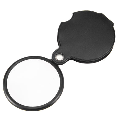 Harfington Uxcell 60mm 5X Pocket Folding Magnifier Loupe Magnifying Glass with Leather Case (Black)