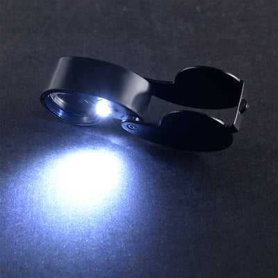 Harfington Uxcell 40X LED Illuminated Jewelry Loupe 4000%,Magnifying Eye Loup Gauge w LED Light