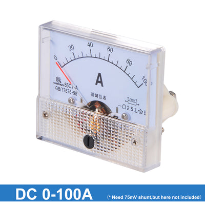Harfington Uxcell 85C1-A Analog Current Panel Meter DC 100A Ammeter for Circuit Testing Ampere Tester Gauge 1 PCS