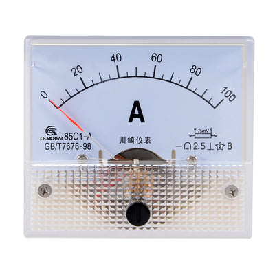 Harfington Uxcell 85C1-A Analog Current Panel Meter DC 100A Ammeter for Circuit Testing Ampere Tester Gauge 1 PCS