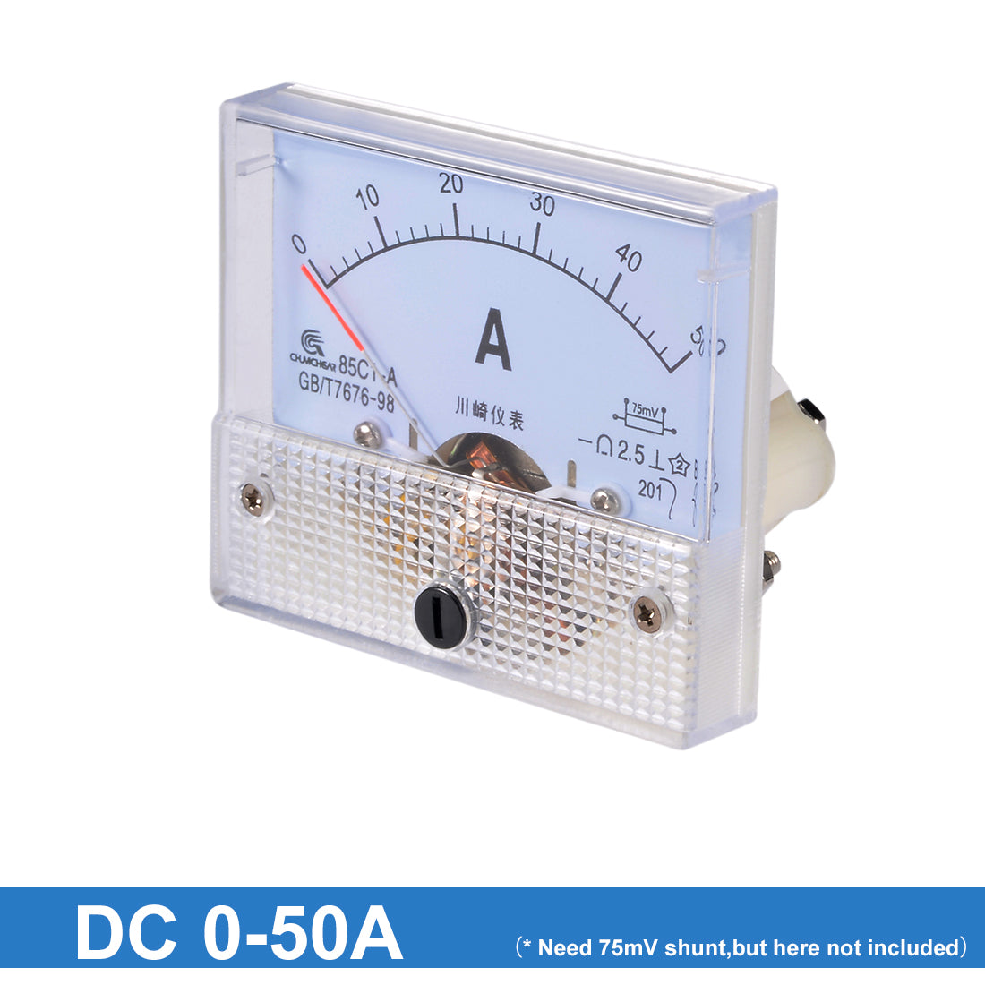uxcell Uxcell 85C1-A Analog Current Panel Meter DC 50A Ammeter for Circuit Testing Ampere Tester Gauge 1 PCS