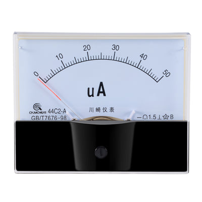 Harfington Uxcell 44C2-A Analog Current Panel Meter DC 50uA Ammeter for Circuit Testing Ampere Tester Gauge 1 PCS