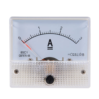 Harfington Uxcell 85C1 Analog Current Panel Meter DC 3A Ammeter for Circuit Testing Ampere Tester Gauge Round Mounting Base 1 PCS