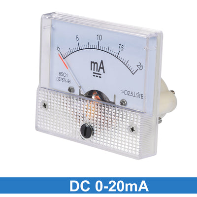 Harfington Uxcell 85C1 Analog Current Panel Meter DC 20mA Ammeter for Circuit Testing Ampere Tester Gauge 1 PCS