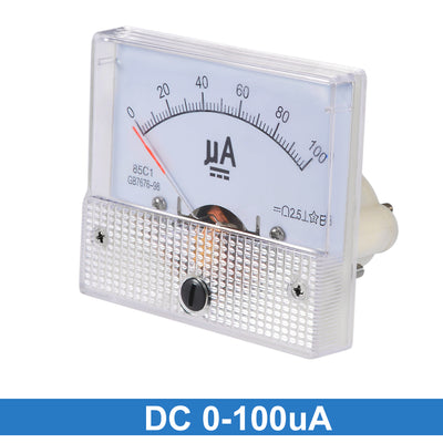 Harfington Uxcell 85C1 Analog Current Panel Meter DC 100uA Ammeter for Circuit Testing Ampere Tester Gauge 1 PCS
