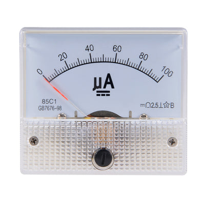Harfington Uxcell 85C1 Analog Current Panel Meter DC 100uA Ammeter for Circuit Testing Ampere Tester Gauge 1 PCS