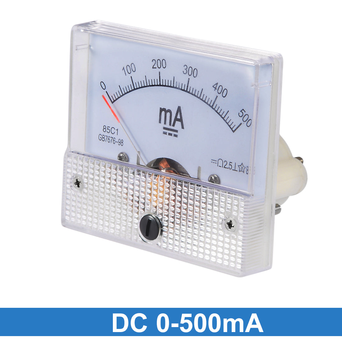 uxcell Uxcell 85C1 Analog Current Panel Meter DC 500mA Ammeter for Circuit Testing Ampere Tester Gauge 1 PCS