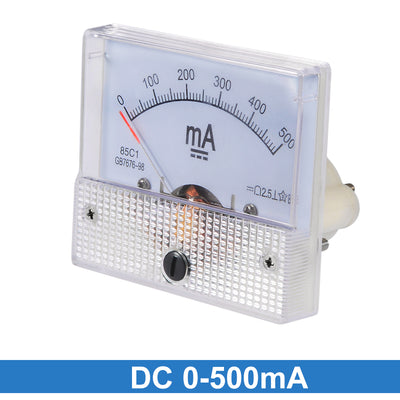 Harfington Uxcell 85C1 Analog Current Panel Meter DC 500mA Ammeter for Circuit Testing Ampere Tester Gauge 1 PCS