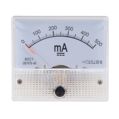 Harfington Uxcell 85C1 Analog Current Panel Meter DC 500mA Ammeter for Circuit Testing Ampere Tester Gauge 1 PCS