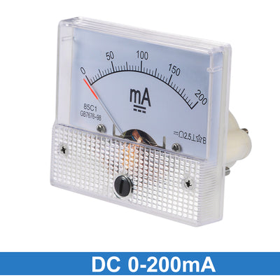 Harfington Uxcell 85C1 Analog Current Panel Meter DC 200mA Ammeter for Circuit Testing Ampere Tester Gauge 1 PCS