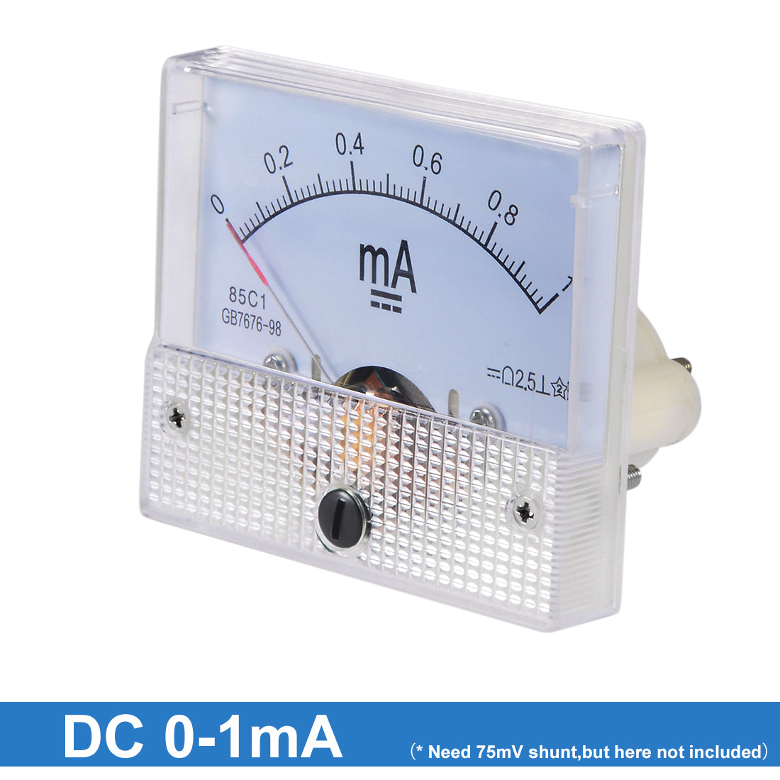 uxcell Uxcell 85C1 Analog Current Panel Meter DC 1mA Ammeter for Circuit Testing Ampere Tester Gauge 1 PCS