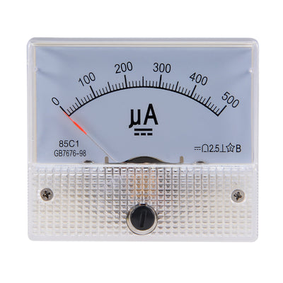 Harfington Uxcell 85C1 Analog Current Panel Meter DC 500uA Ammeter for Circuit Testing Ampere Tester Gauge 1 PCS